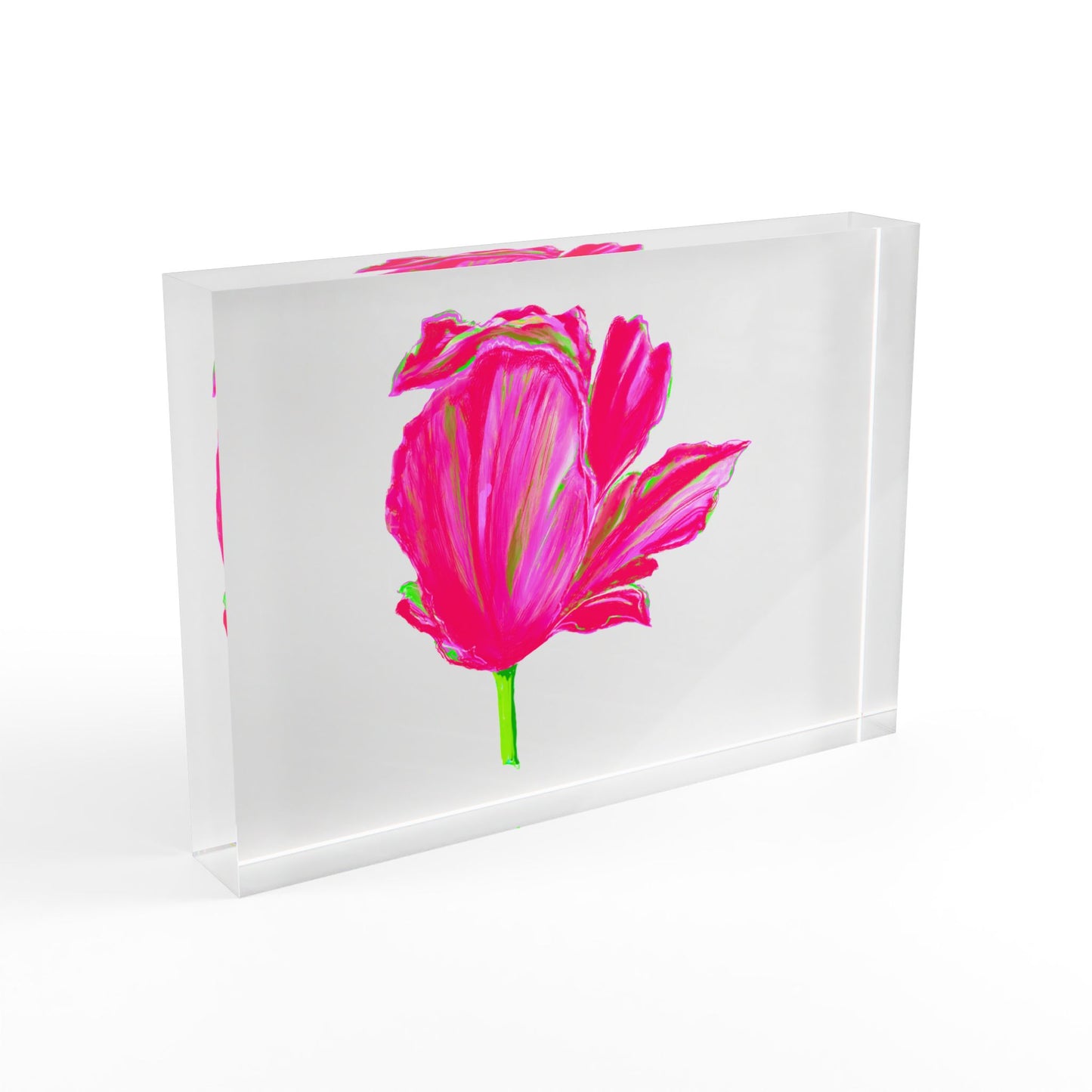 Dancing Tulips Acrylic Art Block Bright Raspberry