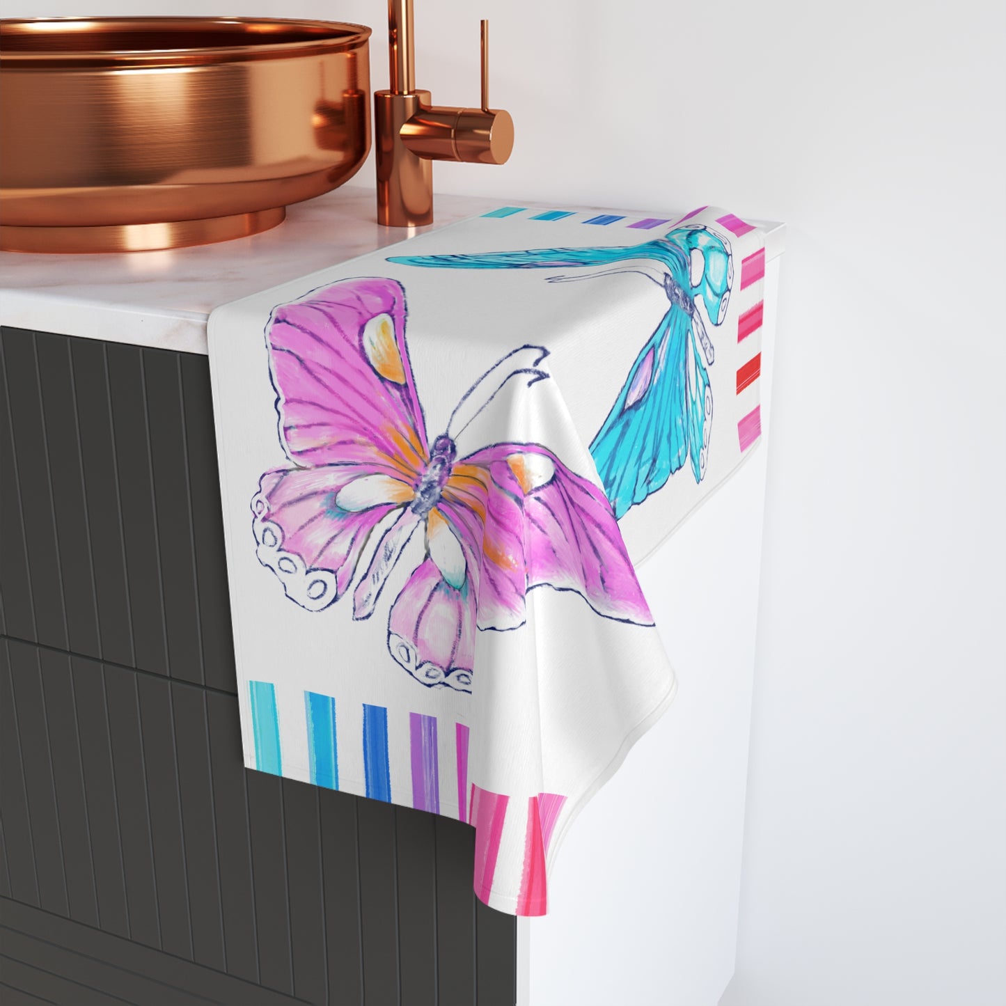 Hand Towel Watercolor Butterflies