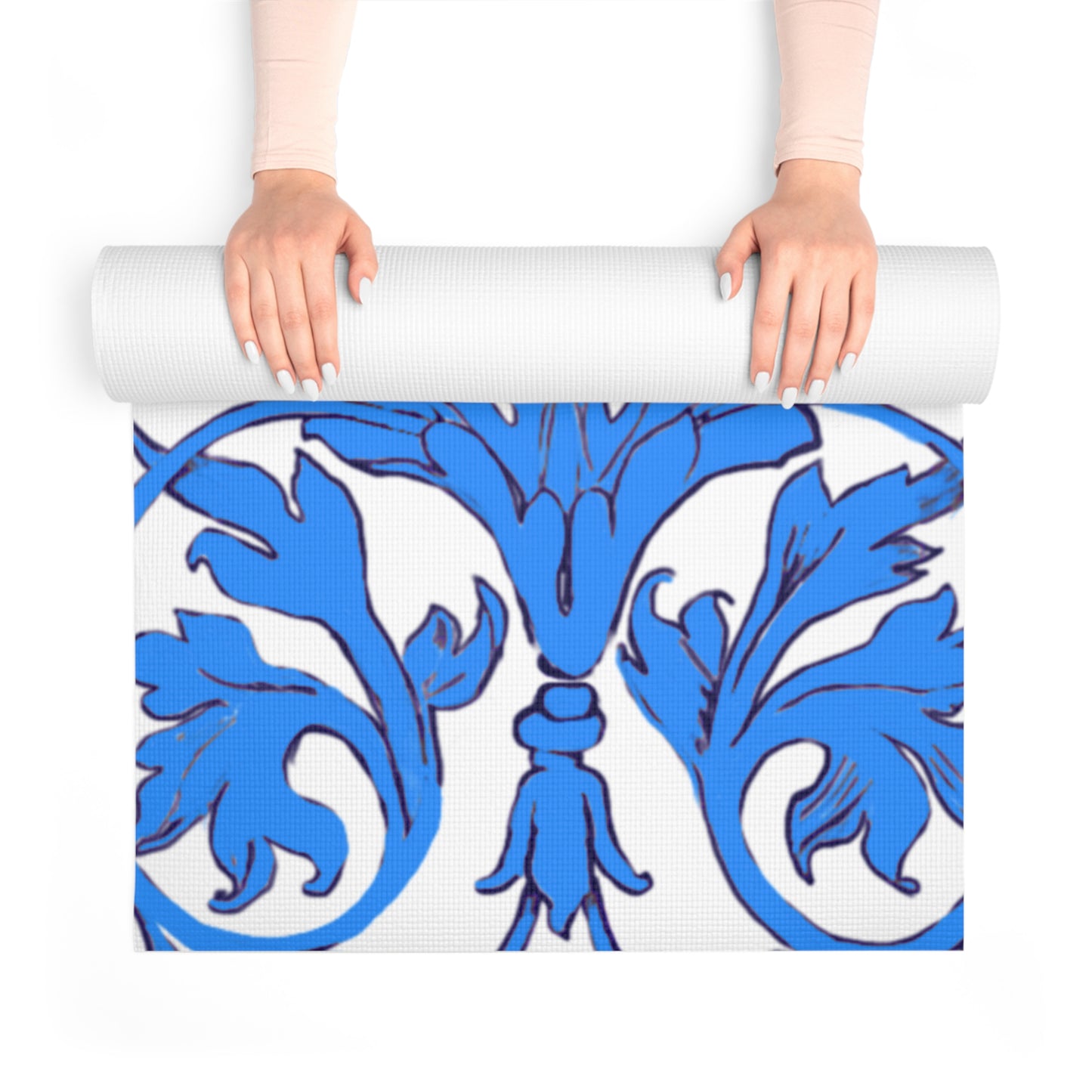Scrollwork Exercise Mat Blue