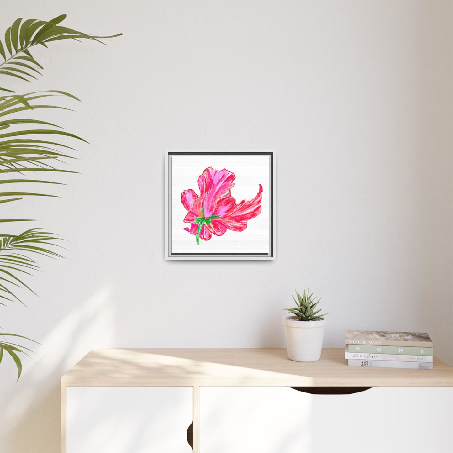 Dancing Tulips Matte Canvas, Framed (Multi-color) Pink Red