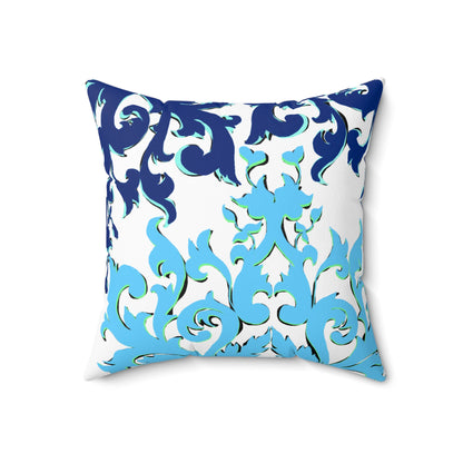 Scrollwork Polyester Square Pillow "A cheerful heart..."
