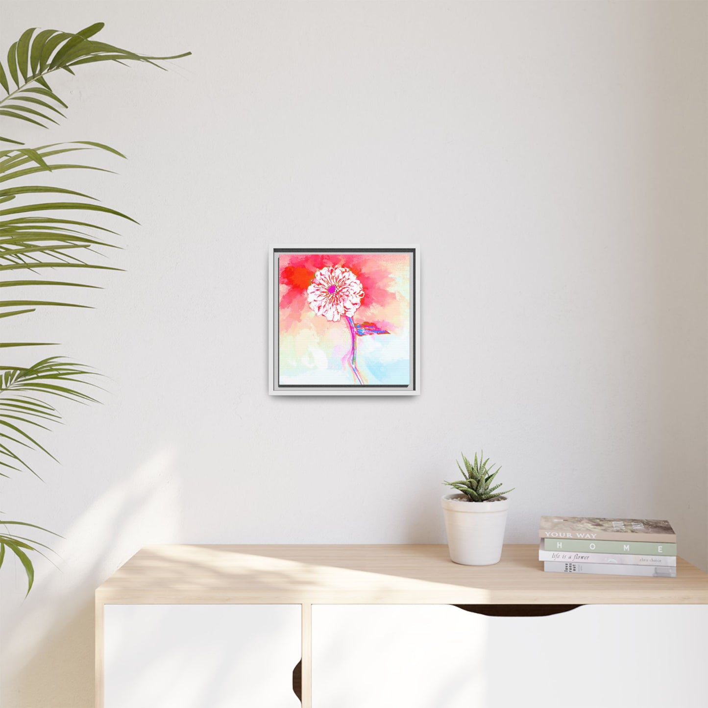 Zinnia Color Splash Matte Canvas Red Framed