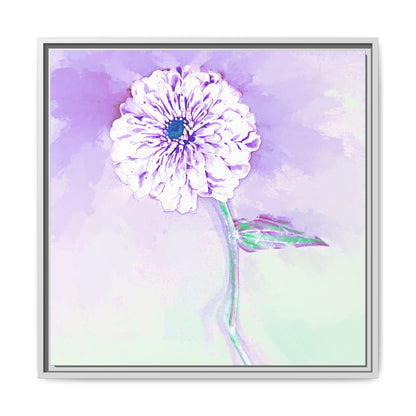 Zinnia Color Splash Matte Canvas Light Purple Framed