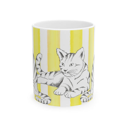 Mugs Kitty Fun Yellow Stripes