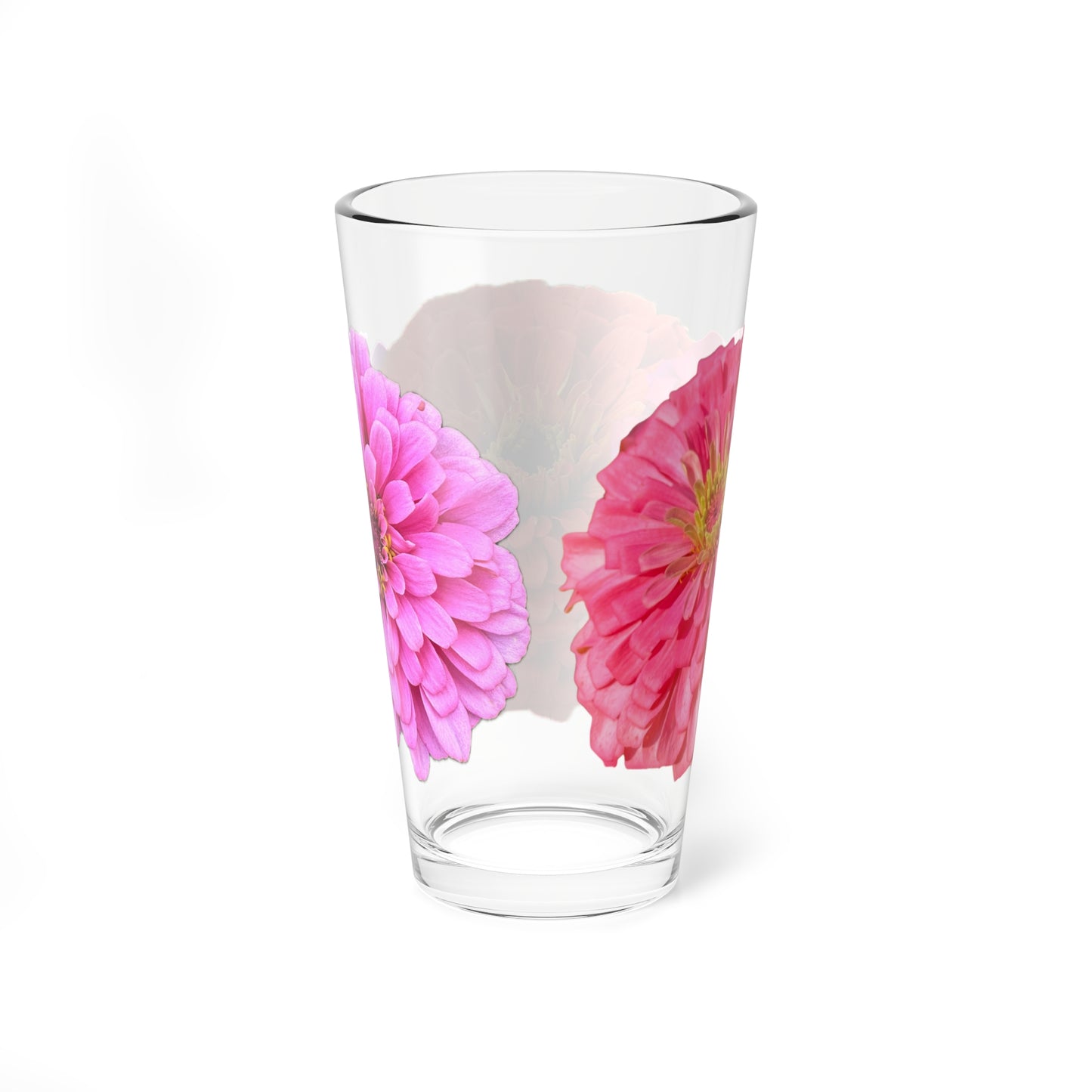 Zinnia Pint Glass Orange Pink