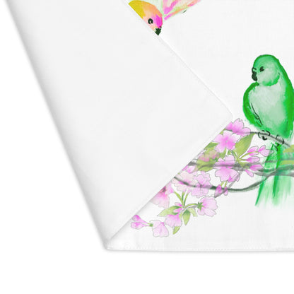Blossoms & Birds in Pink Placemat, 1pc, Cotton, Creamy Background fabric, #2 Right Side of Table