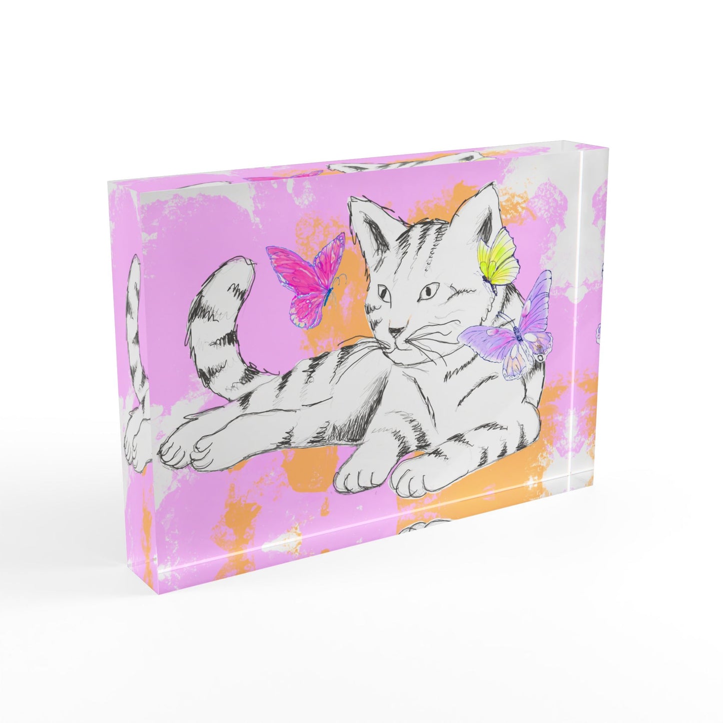 Kitty Flutter Acrylic Block
