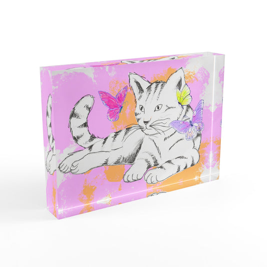 Kitty Flutter Acrylic Block