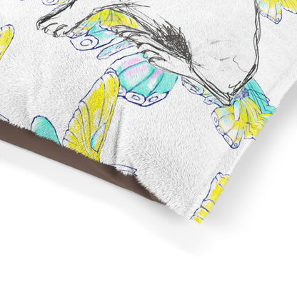 Dogi Butterfly Flutter Pet Bed, Yellow and Aqua