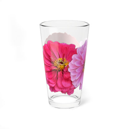 Zinnia Pint Glass Red Pink