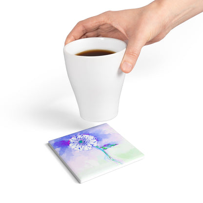 Zinnia Ceramic Coaster, Periwinkle