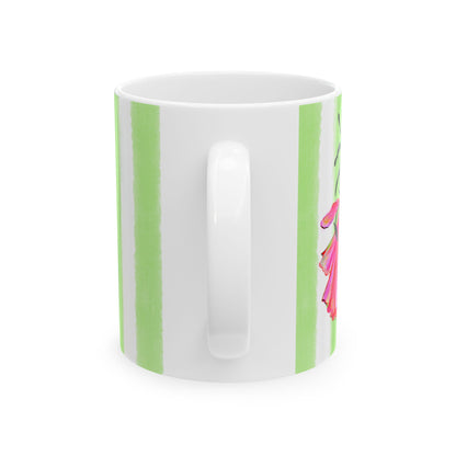 Dancing Tulips Mug Green Raspberry