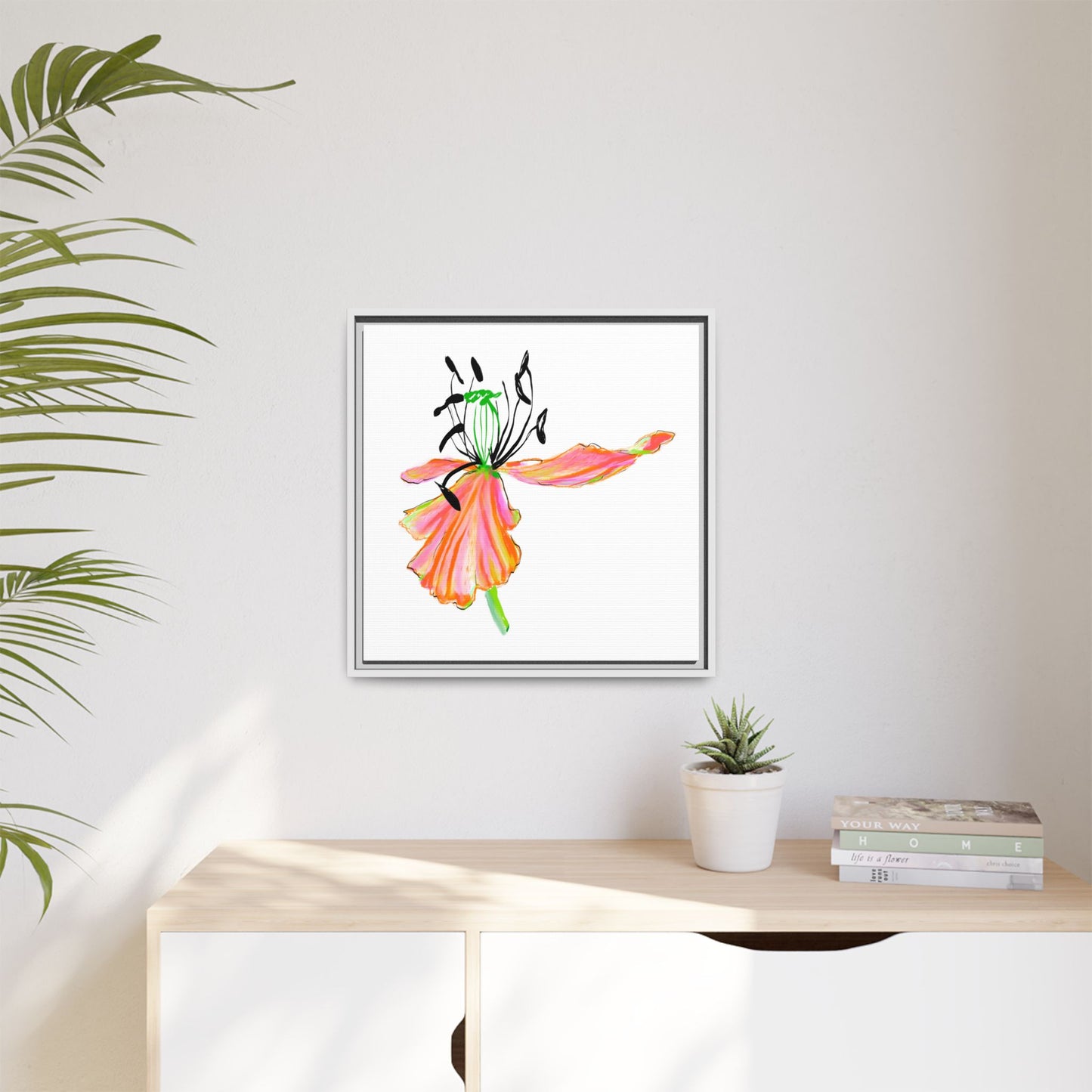 Dancing Tulips Matte Canvas, Framed (Multi-color) Orange