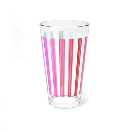 Pint Glass, 16oz Rainbow Stripe Party