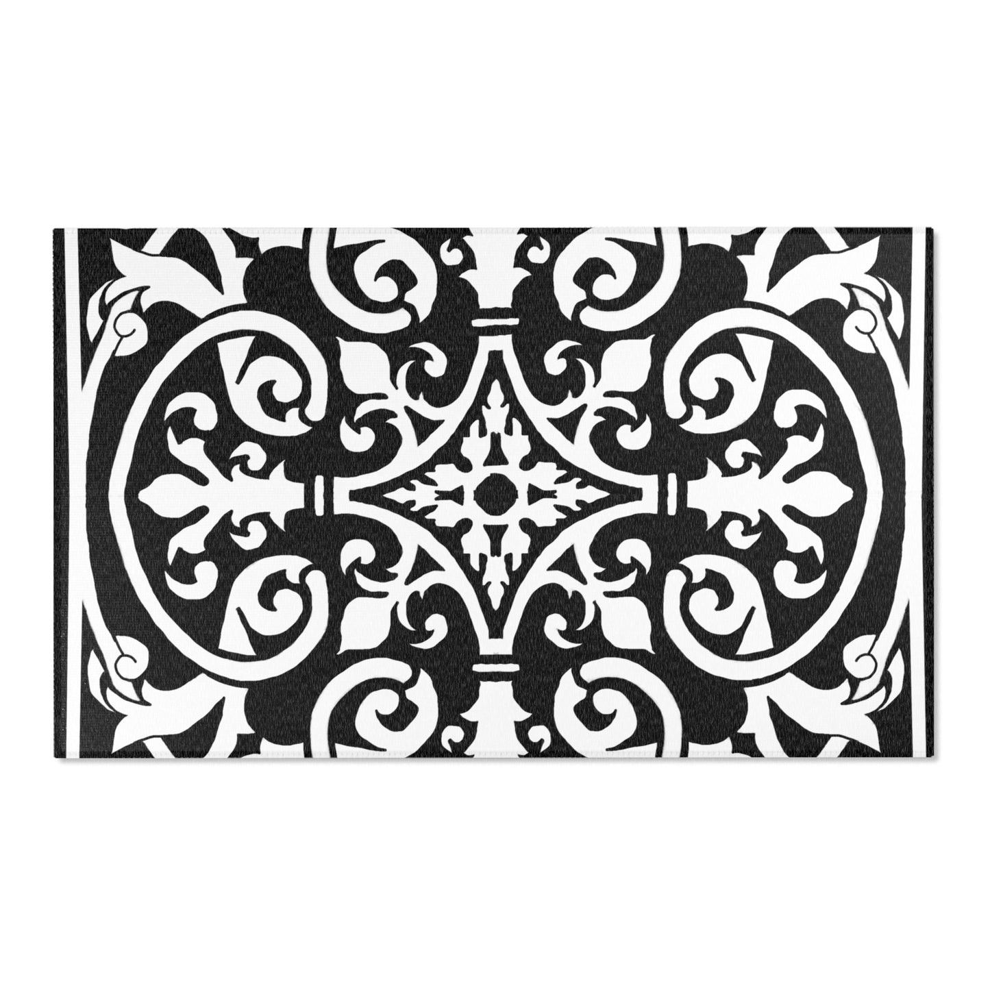 Scrollwork Indoor/Outdoor Rug Black