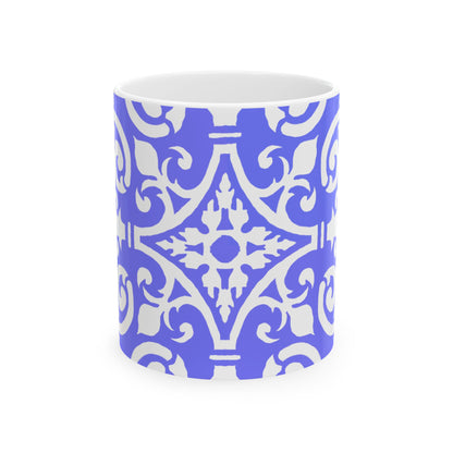 Scrollwork Ceramic Mug Royal Blue