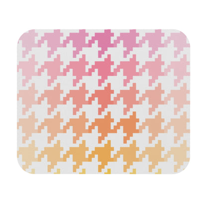 Houndstooth Fun in Pink and Orange Mouse Pad