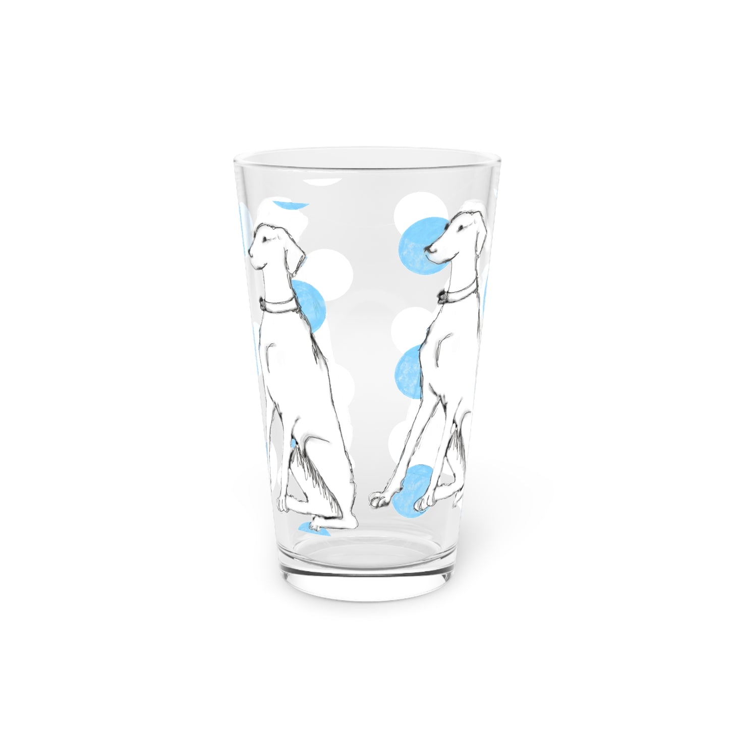 Dogi Fun and Polka Dots Pint Glass in Blue, 16oz (Dalmatian)
