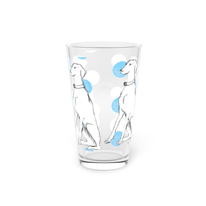 Dogi Fun and Polka Dots Pint Glass in Blue, 16oz (Dalmatian)