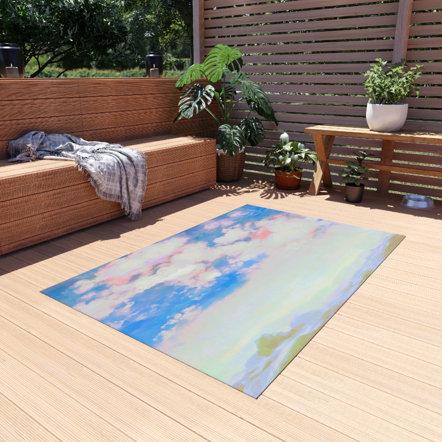Joyful Landscapes Indoor/Outdoor Rug, Carolina Blue, Non-Slip