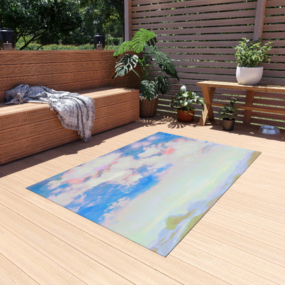 Joyful Landscapes Indoor/Outdoor Rug, Carolina Blue, Non-Slip
