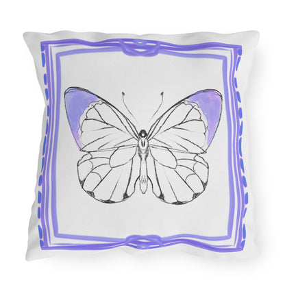 Chroma Outdoor Pillow Lilac "Our hearts are restless..."