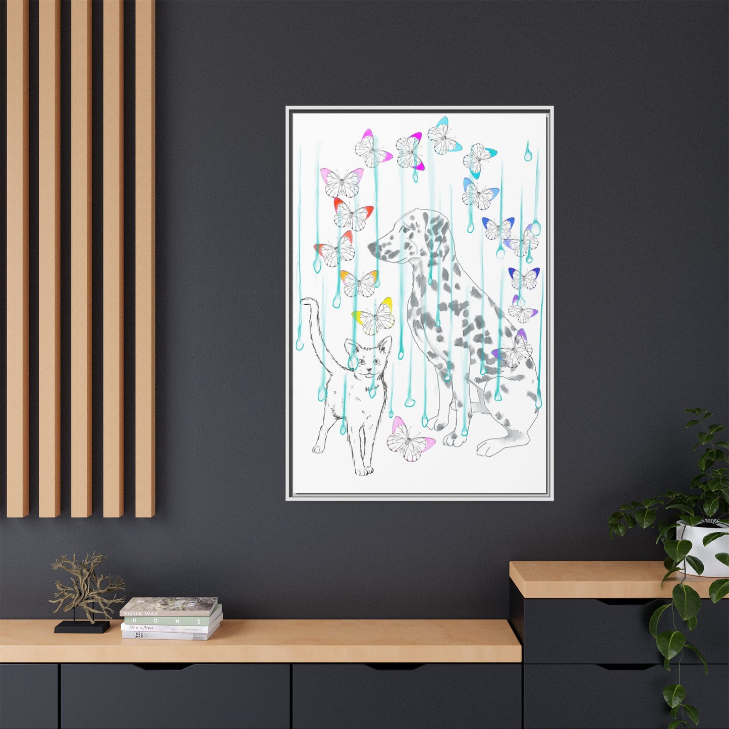 Butterfly Chroma Rain and Shine Matte Canvas, Framed (White)