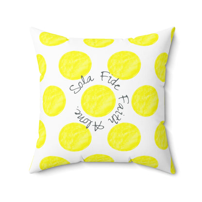 Polka Dot Joy Polyester Square Pillow “Sola Fide…”