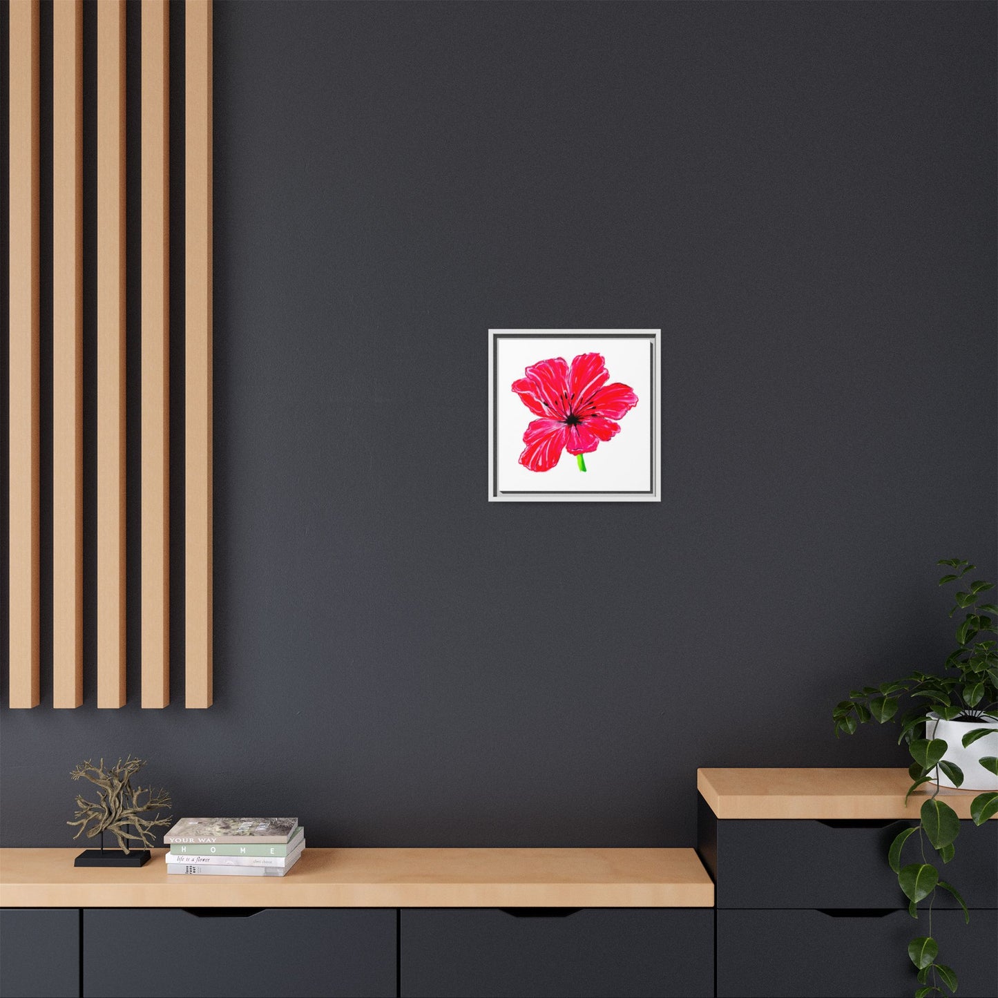 Dancing Tulips Matte Canvas, Framed  Red