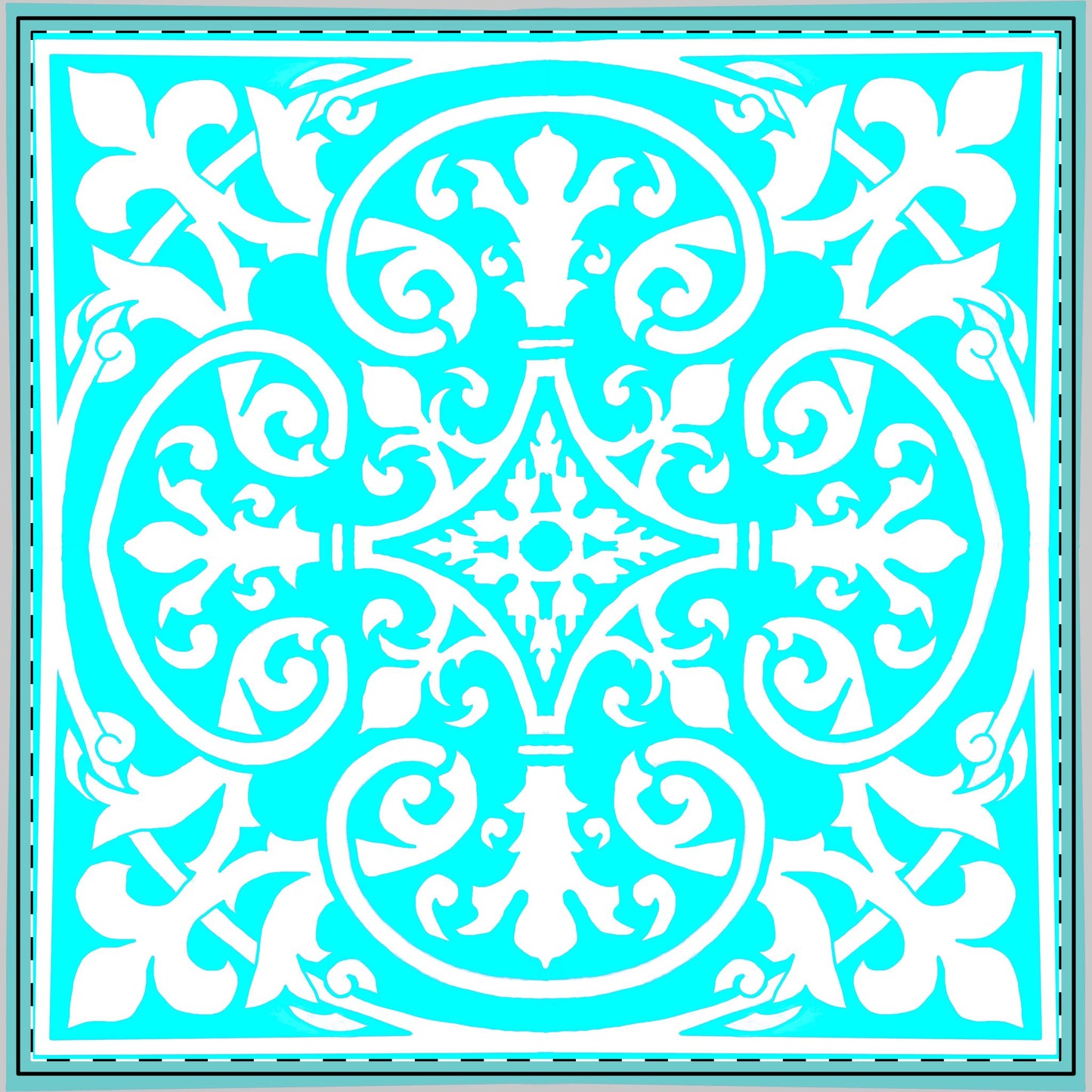 Scrollwork Tablecloths  Aqua