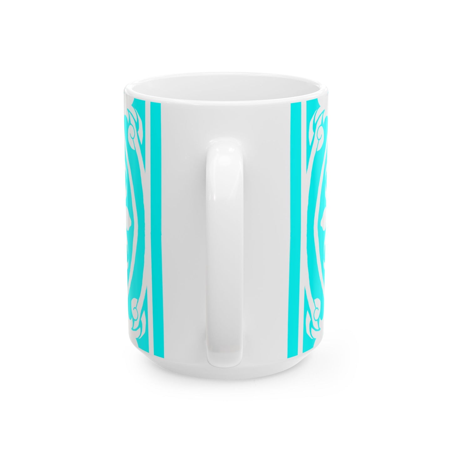 Scrollwork Ceramic Mug Aqua