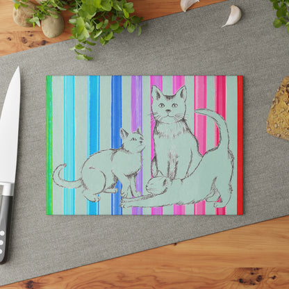 Kitty Fun Glass Cutting Board
