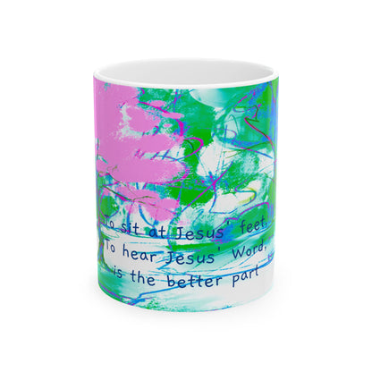 Inspirational Landscapes Ceramic Mug in Blue, Green and Pink