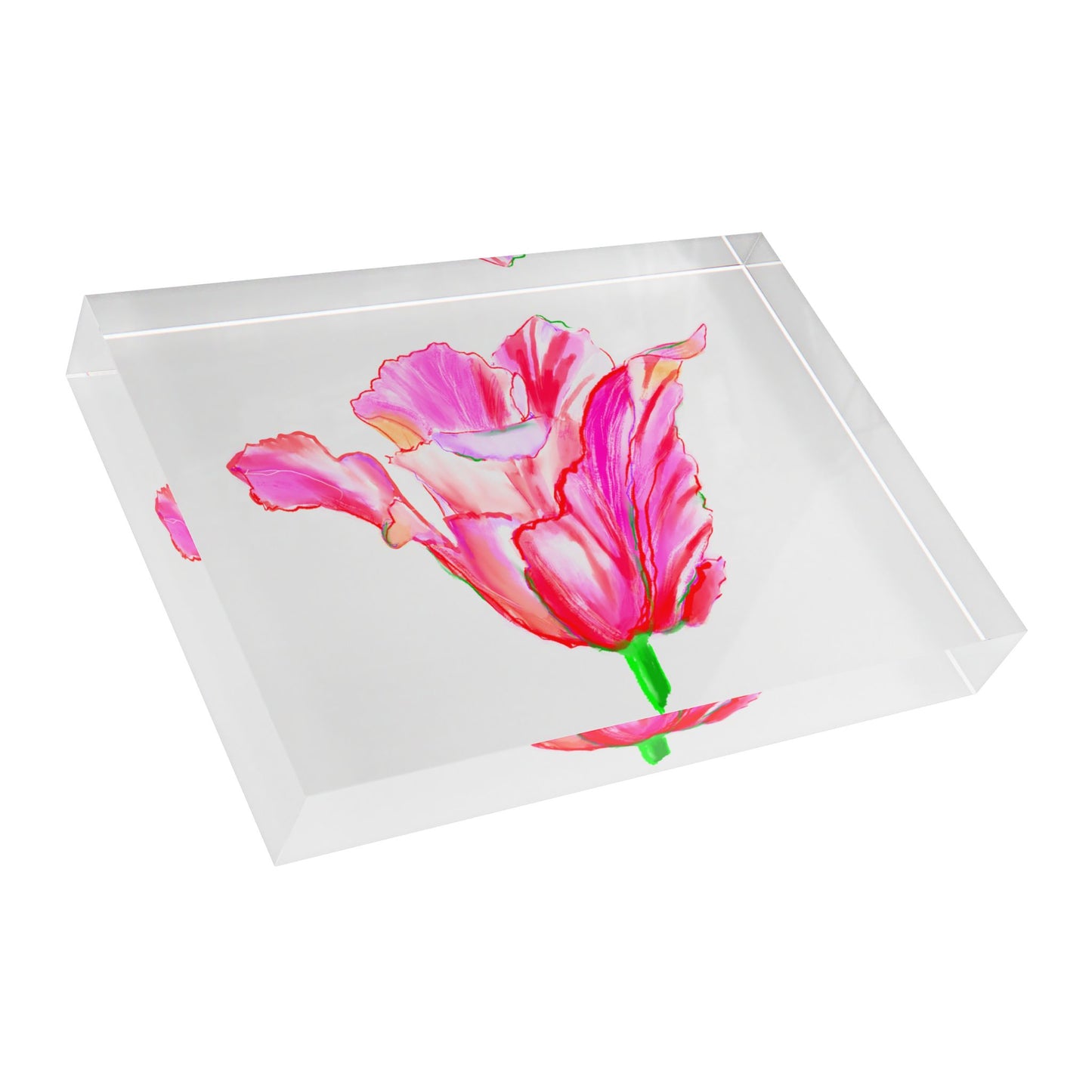 Dancing Tulips Acrylic Art Block Raspberry