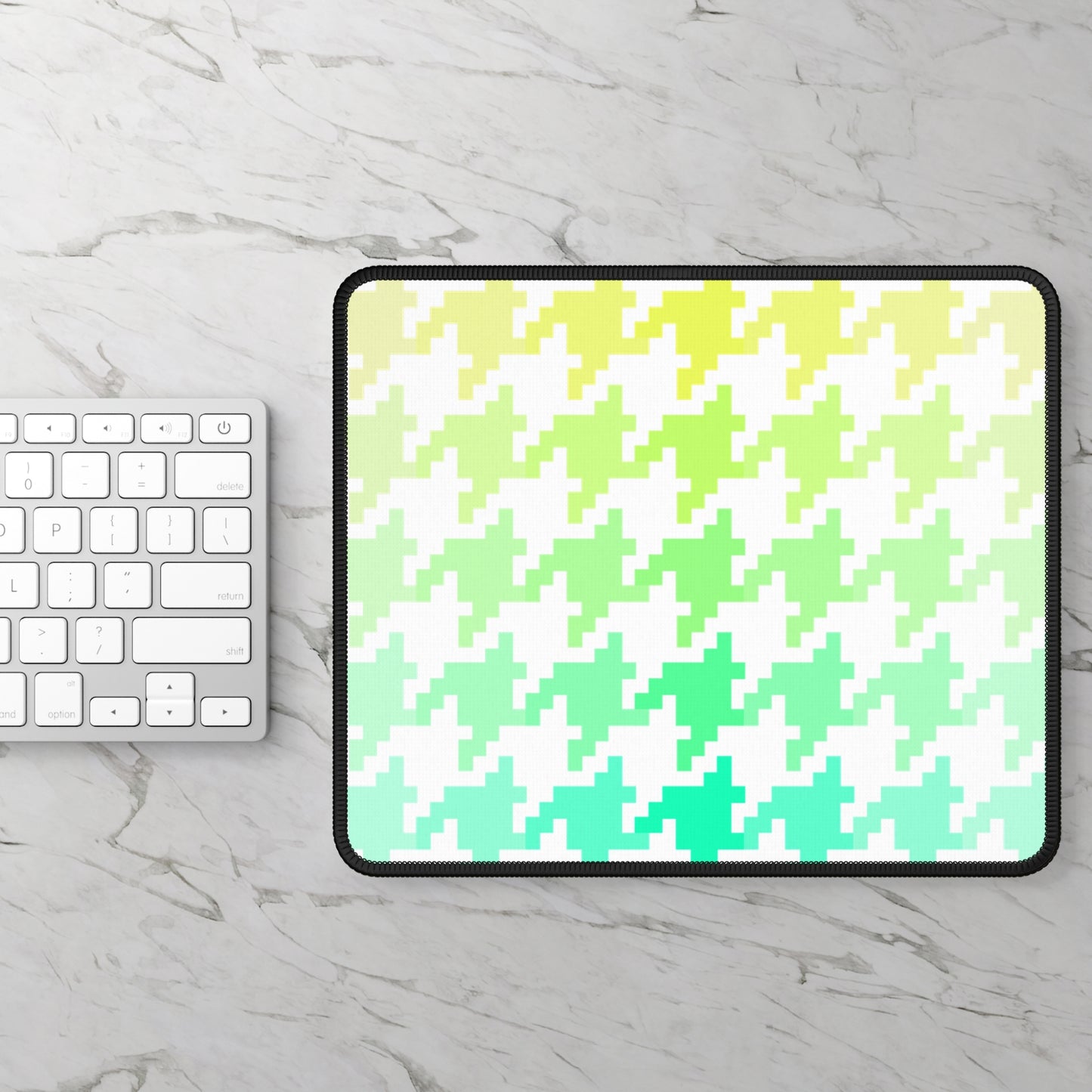 Houndstooth Fun Yellow and Green  Gaming Mouse Pad