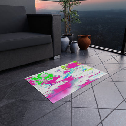 Inspirational Landscapes  Indoor/Outdoor Area Rug, "Life needs purpose" Raspberry and Green