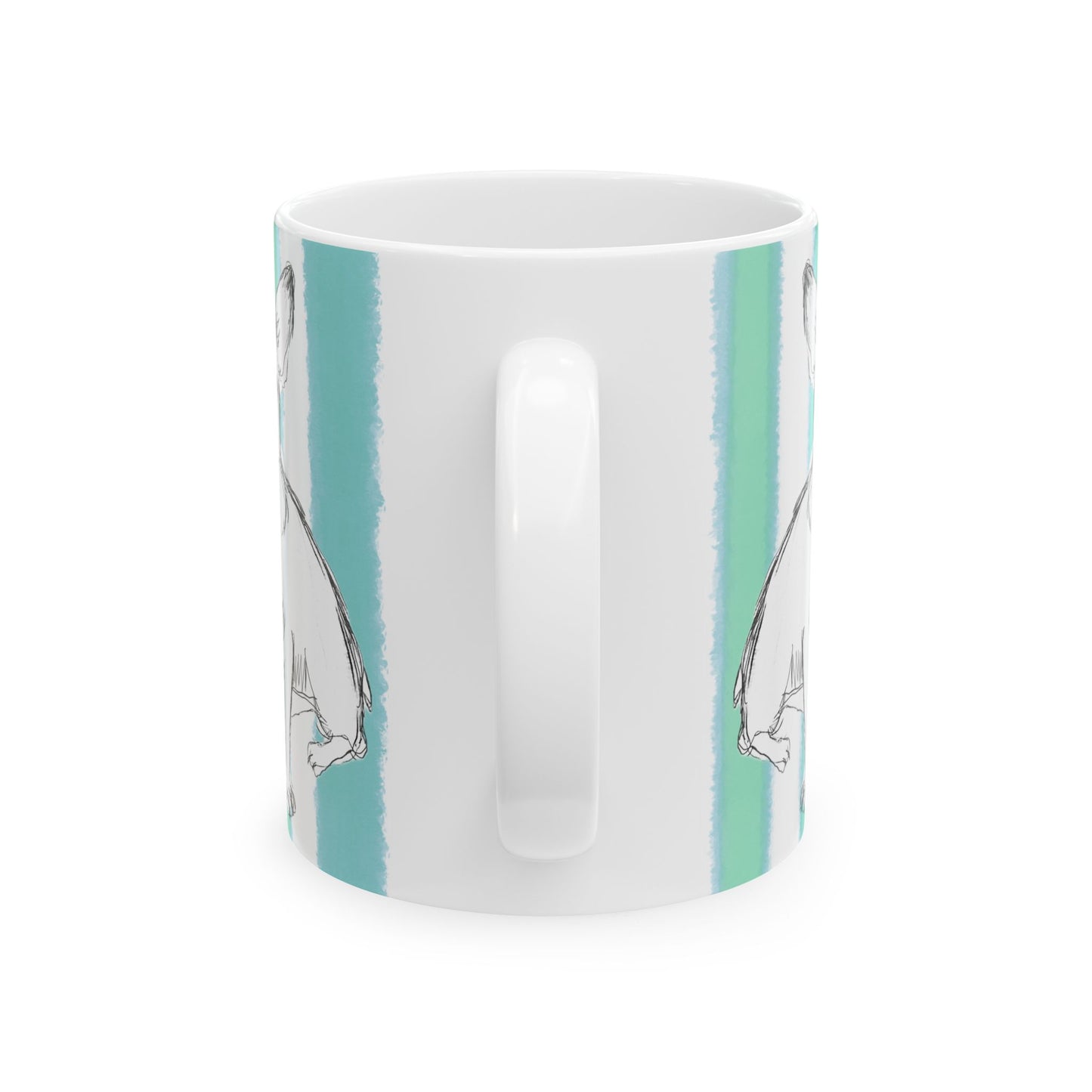 Dogi Fun Mug  with Aqua Green Stripes