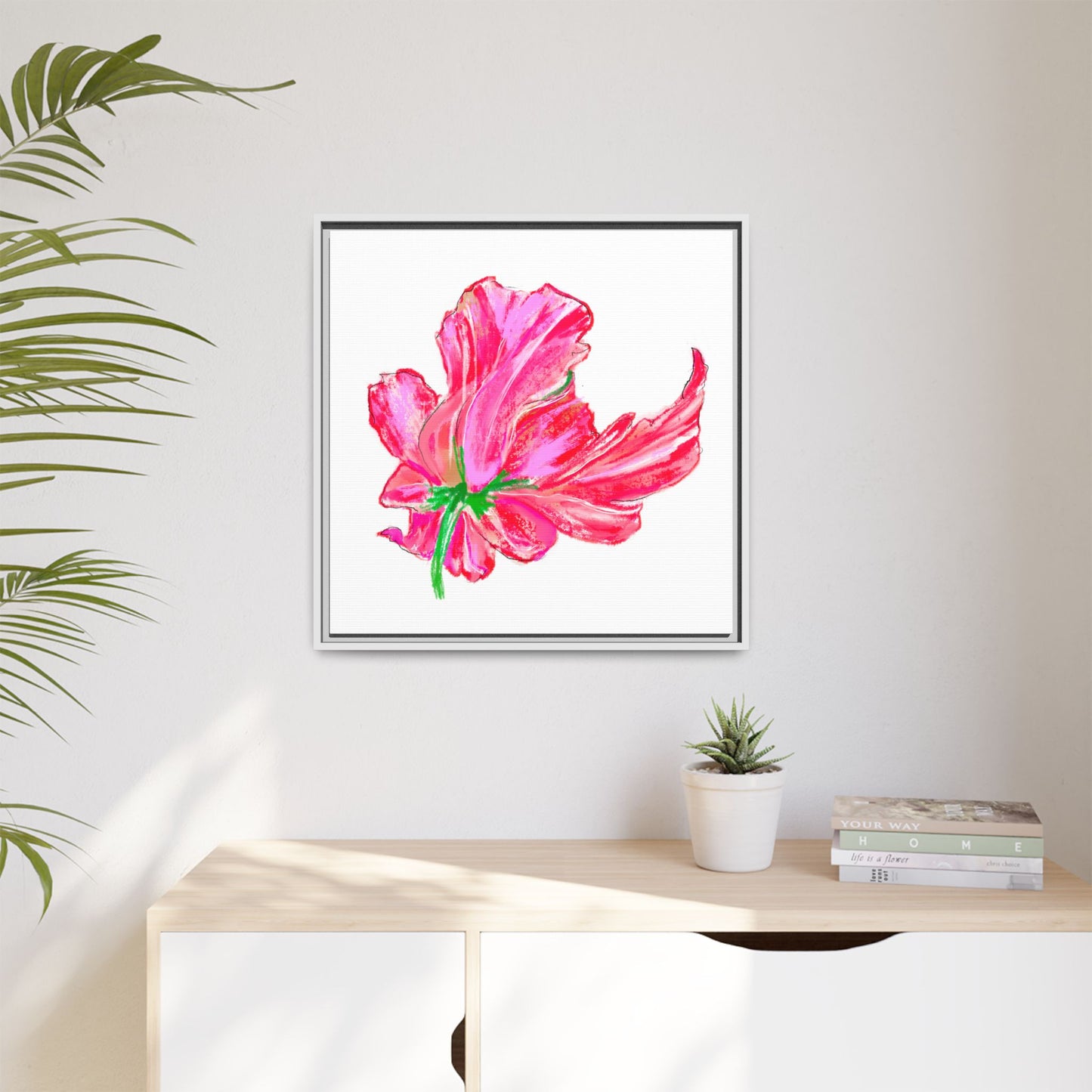 Dancing Tulips Matte Canvas, Framed (Multi-color) Pink Red