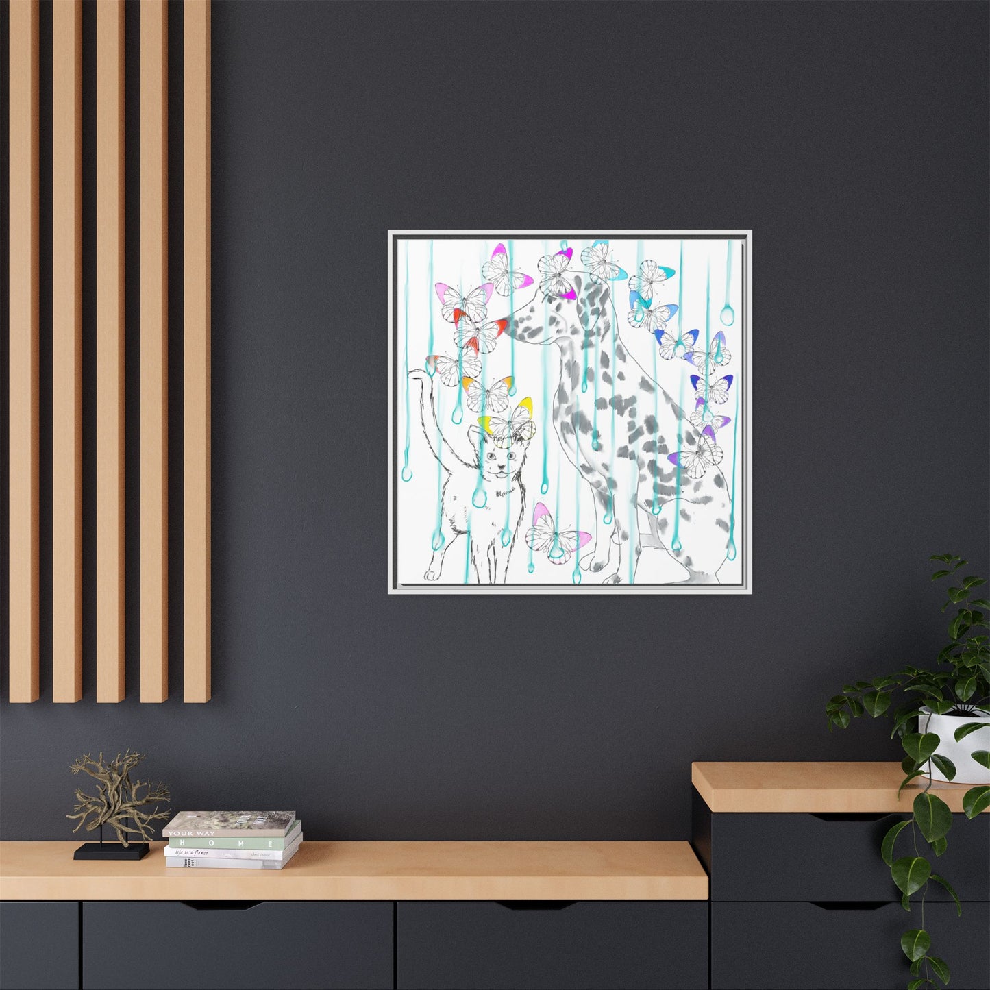 Butterfly Chroma Rain and Shine Matte Canvas, Framed (White)