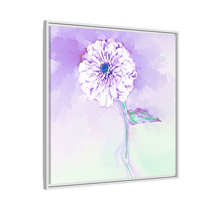 Zinnia Color Splash Matte Canvas Light Purple Framed