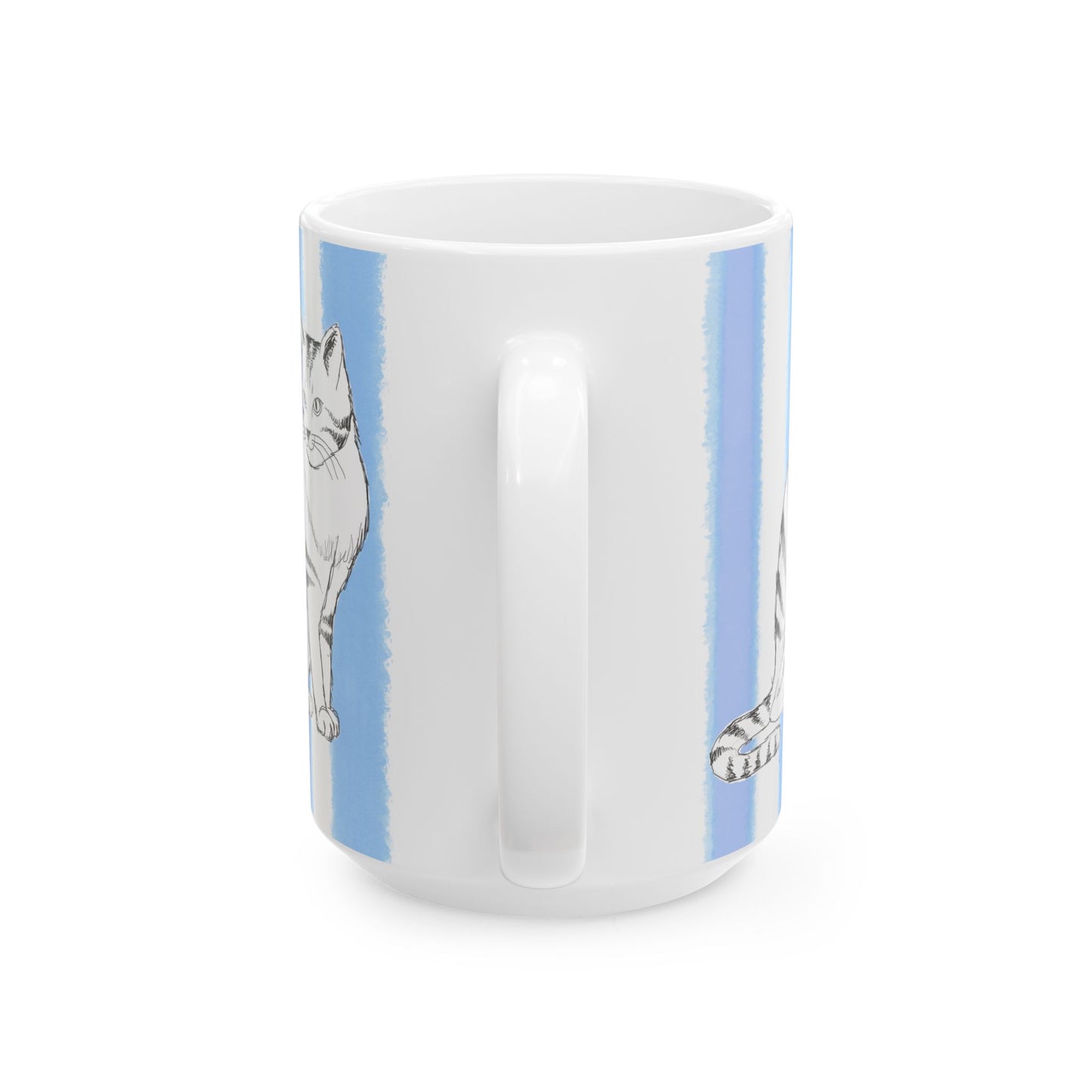 Mugs Kitty Fun Periwinkle Blue Stripes