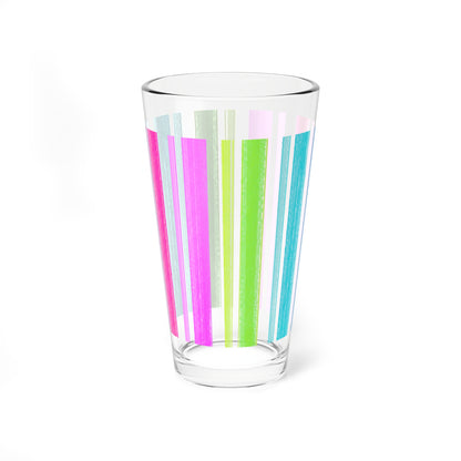 Mixing Glass, 16oz Pink & Green & Aqua Watercolor Stripes