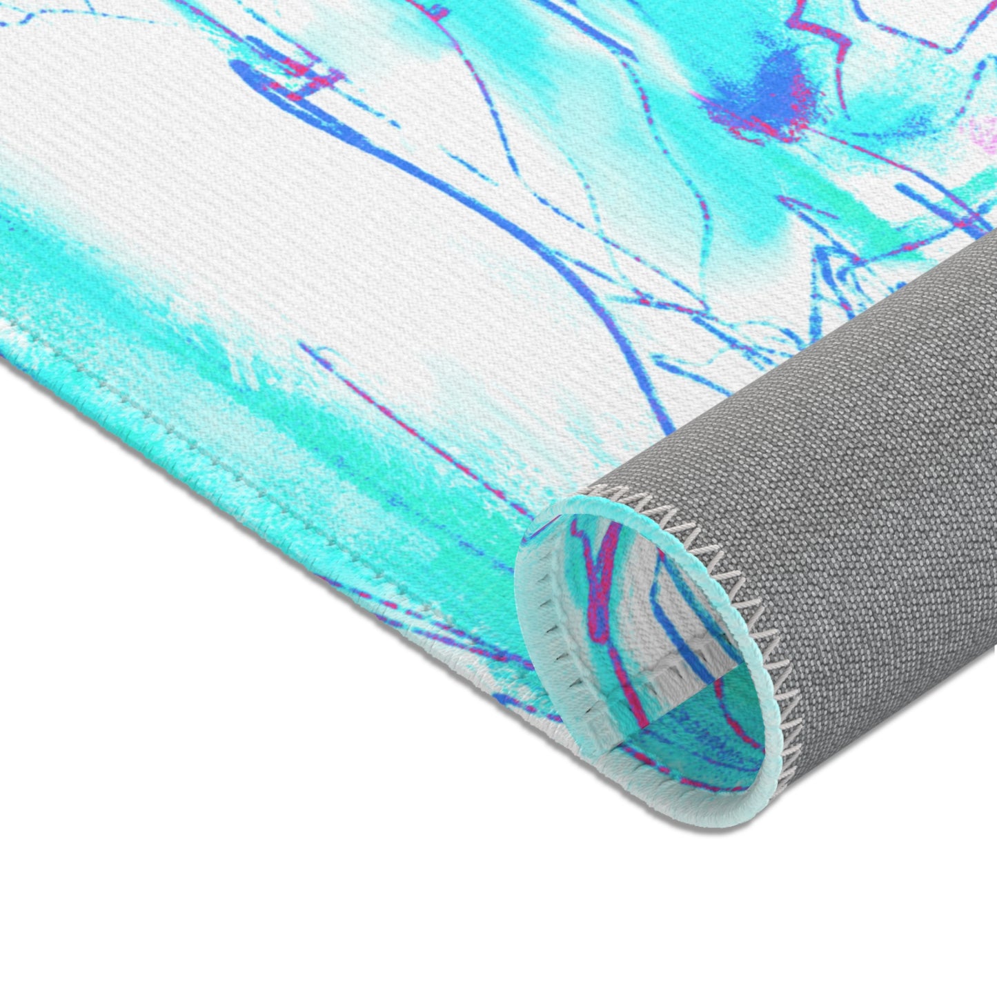 Inspirational Landscapes Indoor/Outdoor Area Rug, "Adventure Is Best",  Blue, Aqua, and Lilac
