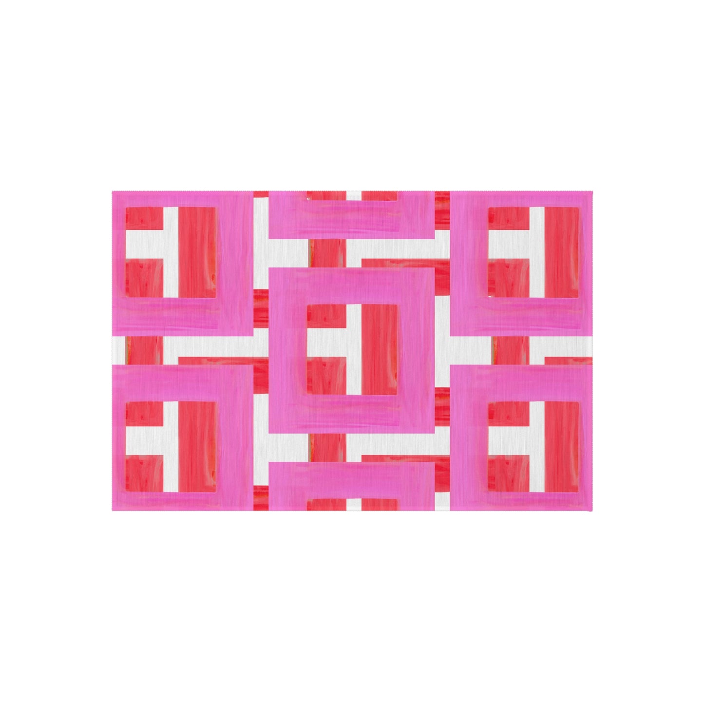 Indoor/Outdoor Rug Color Blocks Pink & Red