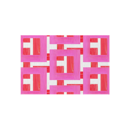Indoor/Outdoor Rug Color Blocks Pink & Red