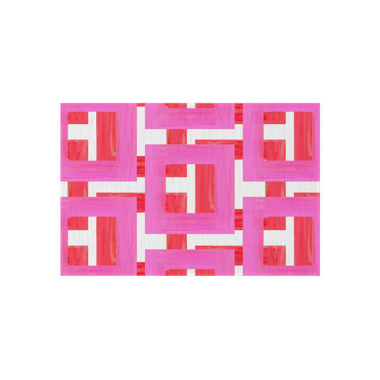 Indoor/Outdoor Rug Color Blocks Pink & Red