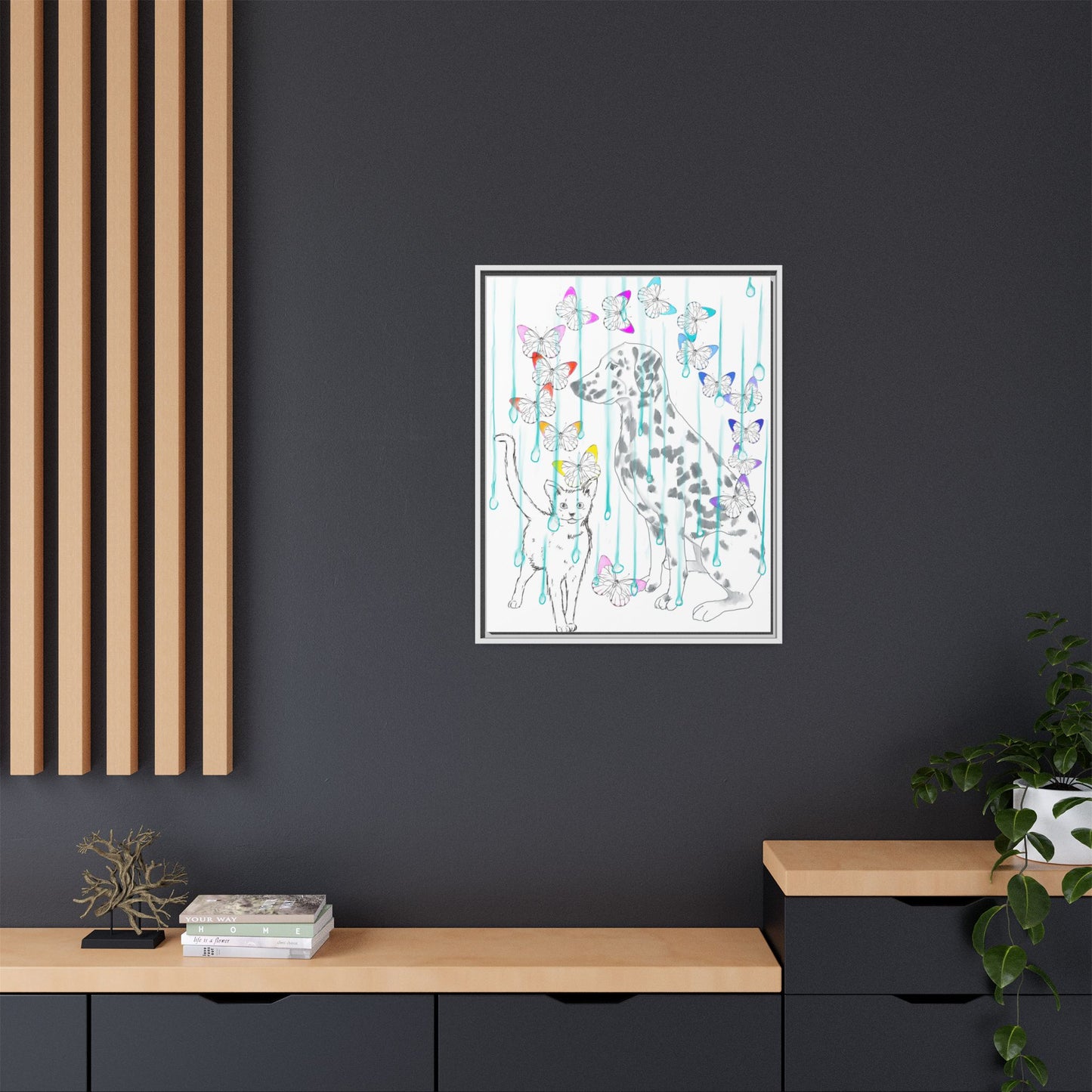 Butterfly Chroma Rain and Shine Matte Canvas, Framed (White)