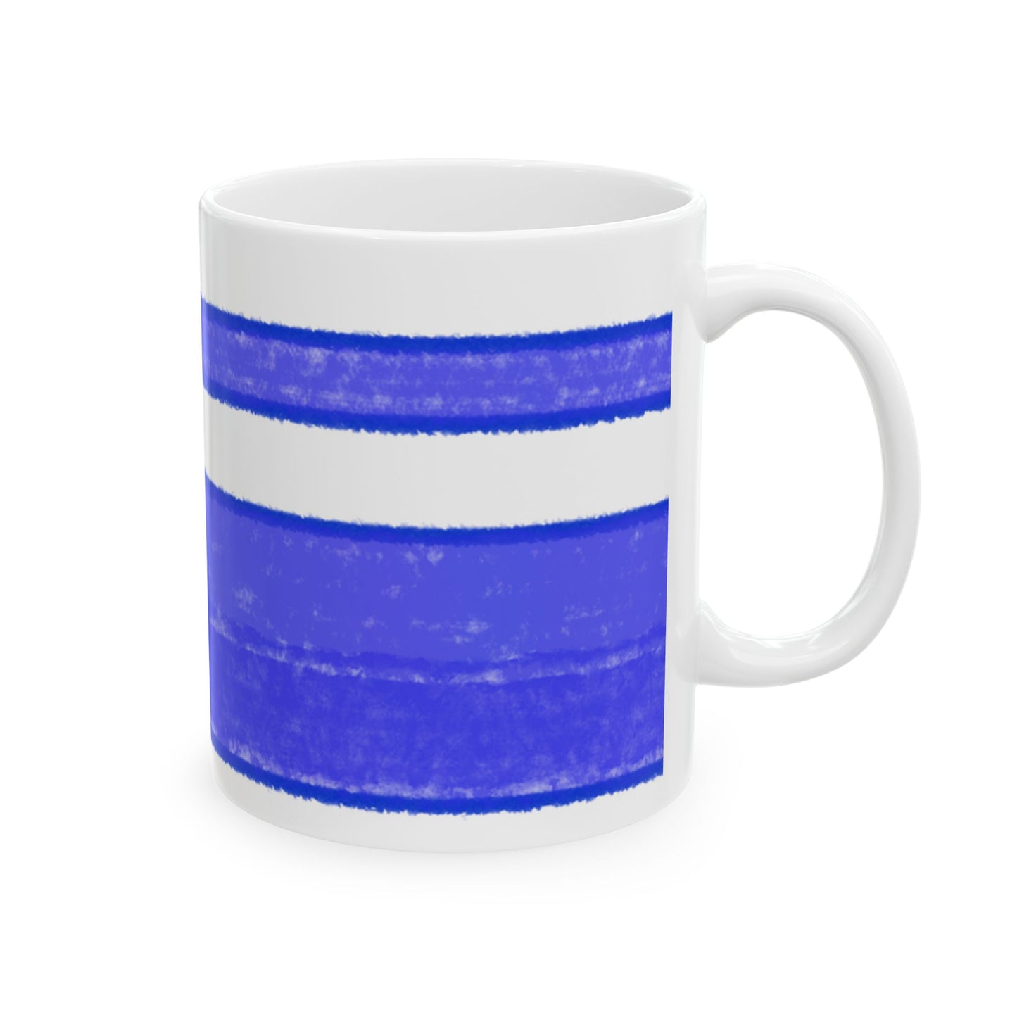 Mega Stripe Kitty Butterfly Flutter Ceramic Mug Ultramarine