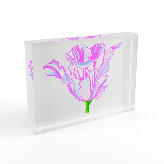 Dancing Tulips Acrylic Art Block Pink