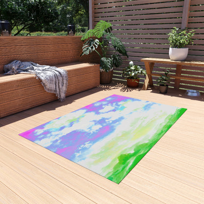 Joyful Landscapes Indoor/Outdoor Rug, Lavender and Blue Lavender, Non-Slip